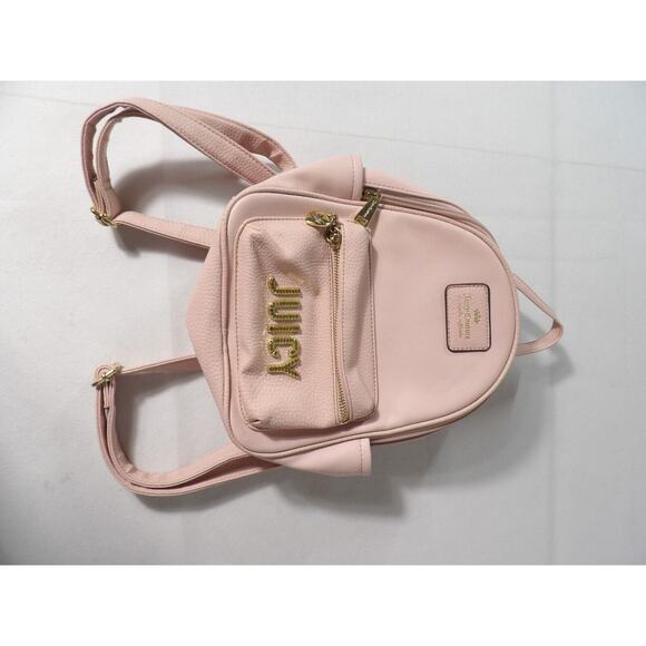 Juicy Couture Mini Backpack Blush Purse Pink Y2K Faux Leather Gold - Picture 4 of 12